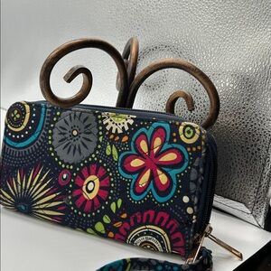 Multicolored Wallet and wristlet 8 inches wide 5 inches deep
